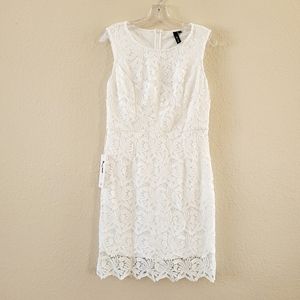 NWT Alisa Pan White Eyelet Crochet Lace Mini Sleeveless Dress Size 10